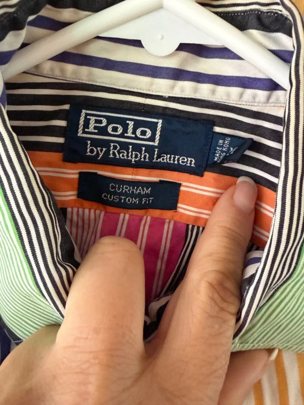 Polo Ralph Lauren Mens Striped Shirt Size M Cotton Curham Custom Fit Vintage